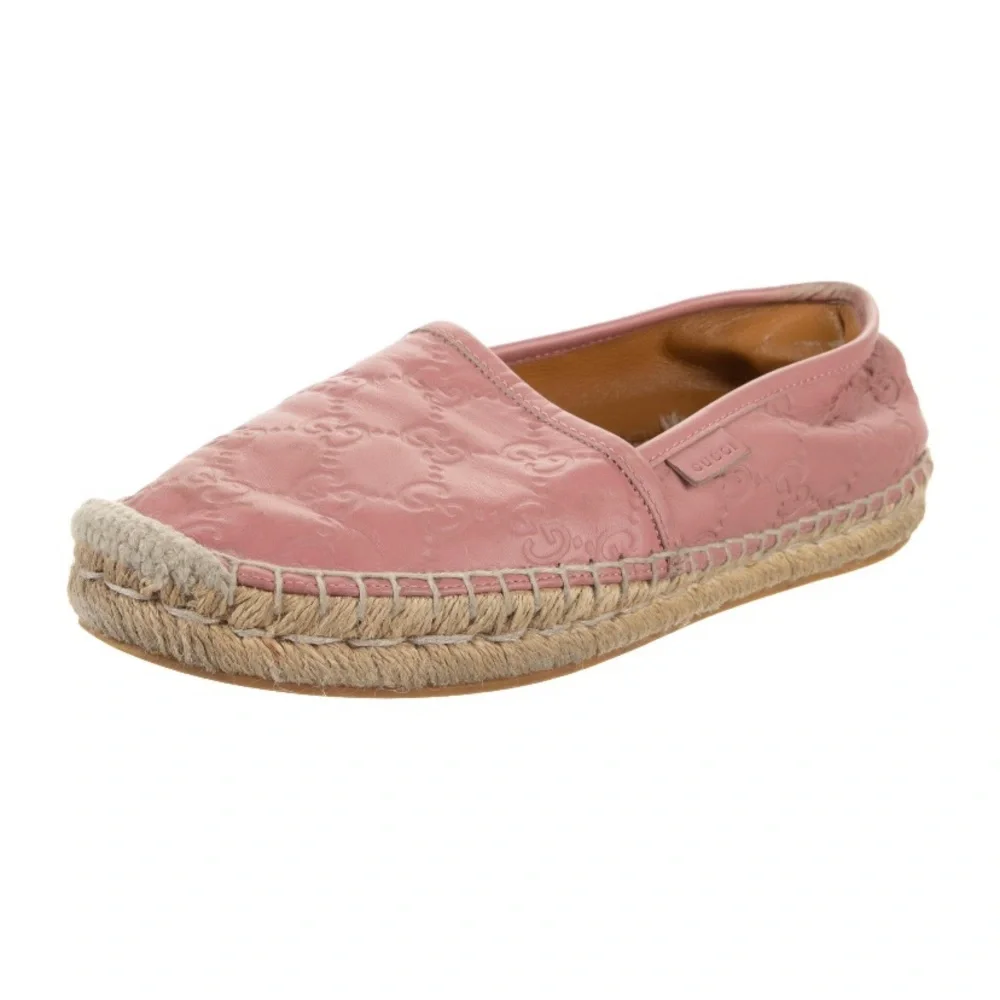 Gucci Pink Espadrille Slip-On Shoes